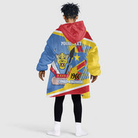 DR Congo Independence Day Personalized Kid Wearable Blanket Hoodie Congo-Kinshasa Coat Of Arms Style