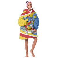 DR Congo Independence Day Personalized Kid Wearable Blanket Hoodie Congo-Kinshasa Coat Of Arms Style