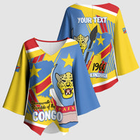 DR Congo Independence Day Personalized Kimono Sleeve Blouse Congo-Kinshasa Coat Of Arms Style