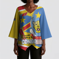 DR Congo Independence Day Personalized Kimono Sleeve Blouse Congo-Kinshasa Coat Of Arms Style
