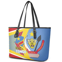 DR Congo Independence Day Leather Tote Bag Congo-Kinshasa Coat Of Arms Style