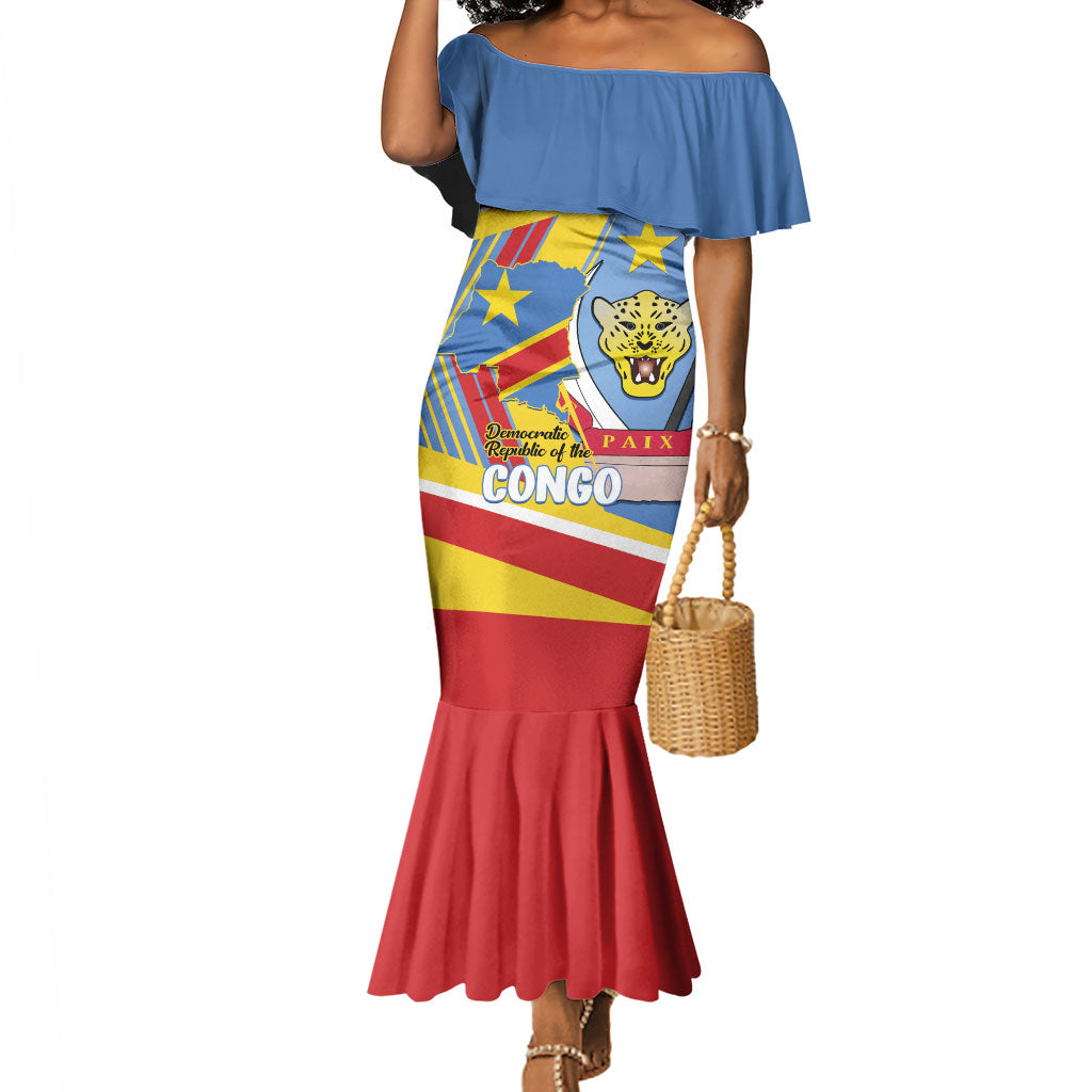 DR Congo Independence Day Personalized Mermaid Dress Congo-Kinshasa Coat Of Arms Style