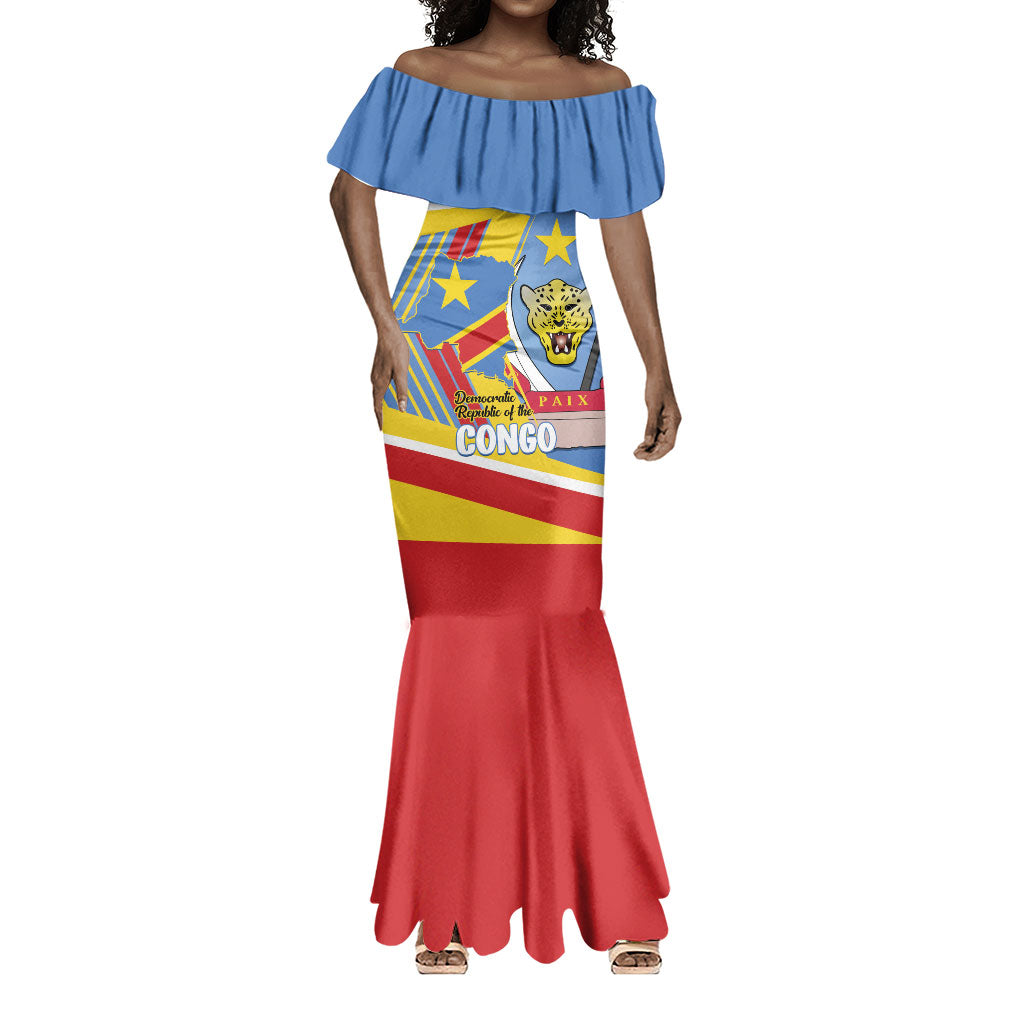 DR Congo Independence Day Personalized Mermaid Dress Congo-Kinshasa Coat Of Arms Style
