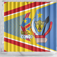 DR Congo Independence Day Shower Curtain Congo-Kinshasa Coat Of Arms Style