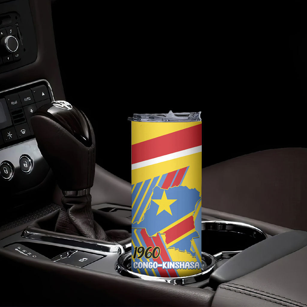 DR Congo Independence Day Personalized Skinny Tumbler Congo-Kinshasa Coat Of Arms Style
