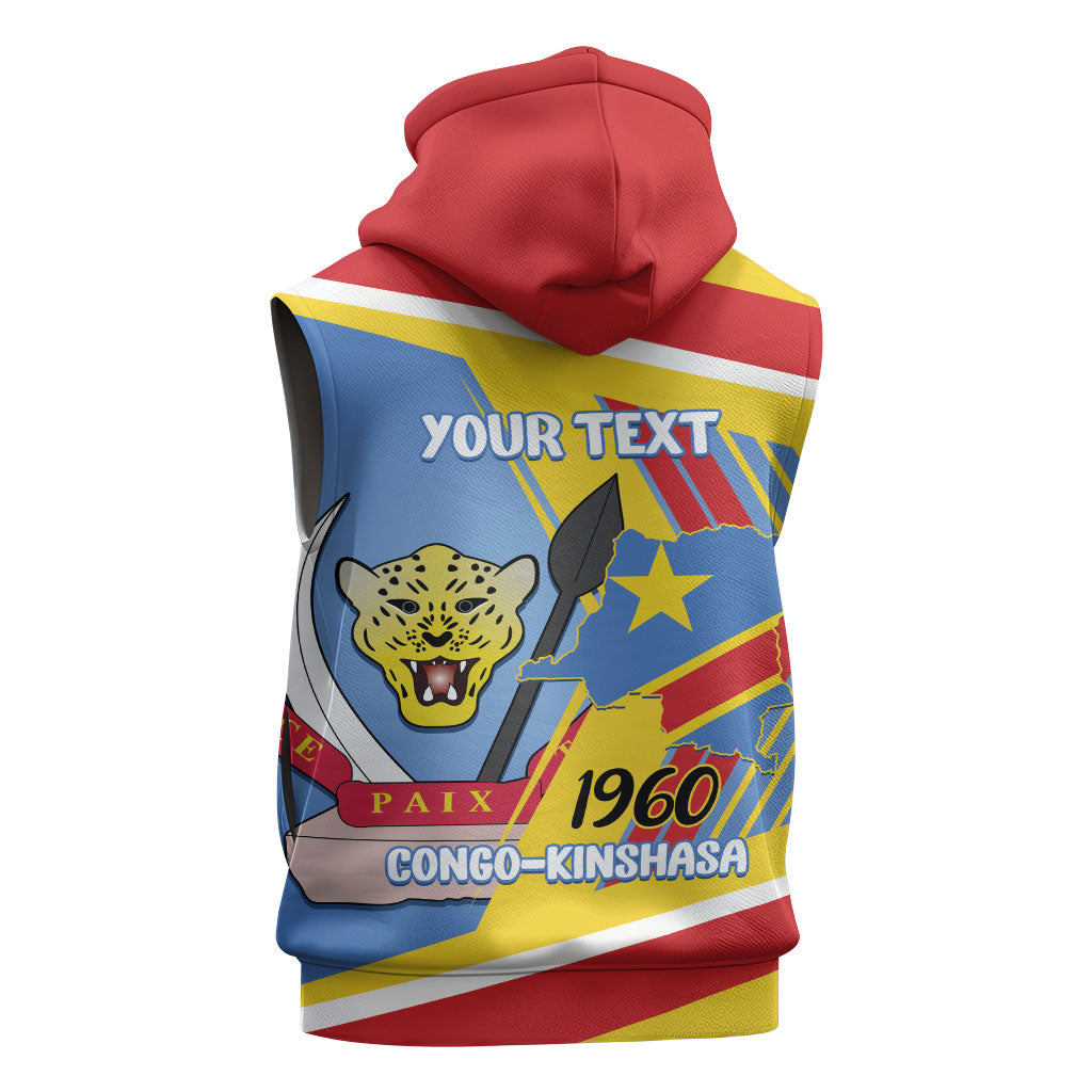 DR Congo Independence Day Personalized Sleeveless Hoodie Congo-Kinshasa Coat Of Arms Style