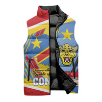 DR Congo Independence Day Personalized Sleeveless Puffer Jacket Congo-Kinshasa Coat Of Arms Style