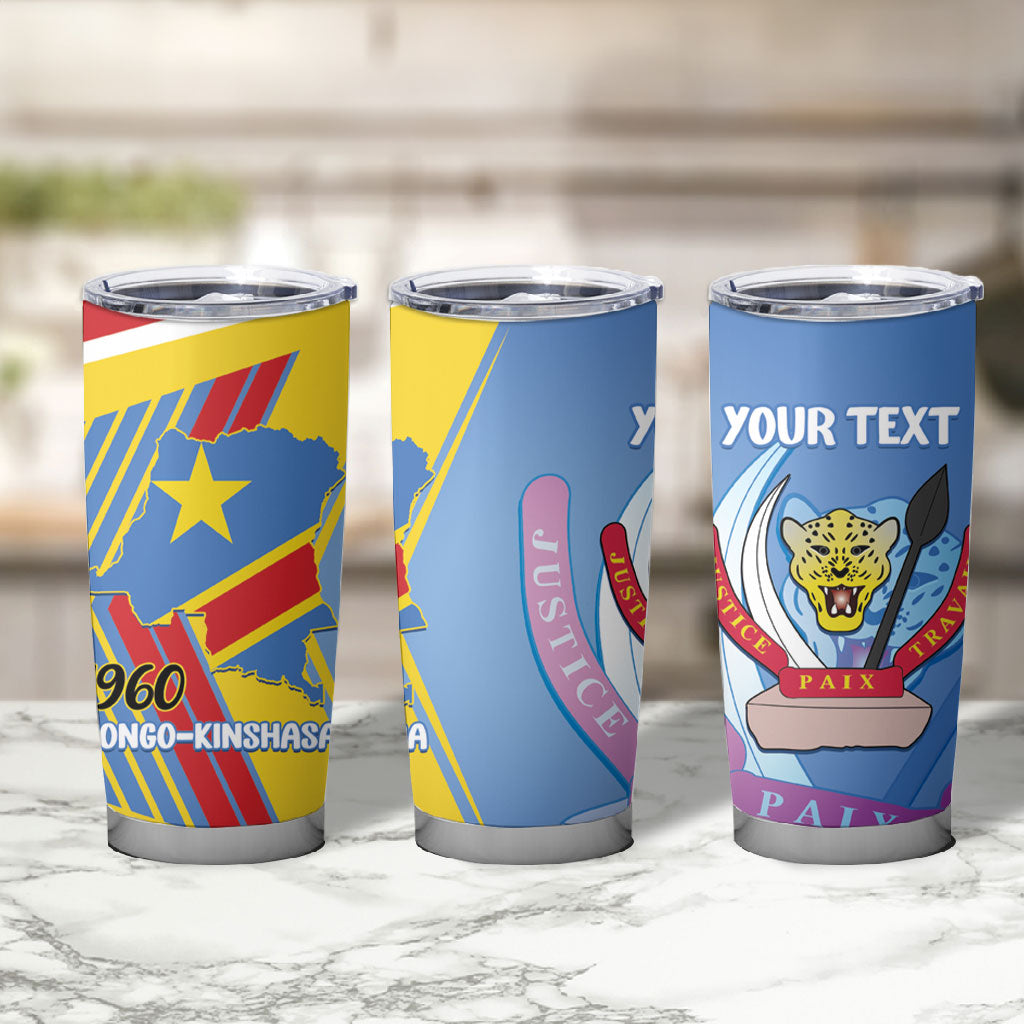 DR Congo Independence Day Personalized Tumbler Cup Congo-Kinshasa Coat Of Arms Style