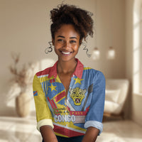 DR Congo Independence Day Personalized Women Casual Shirt Congo-Kinshasa Coat Of Arms Style