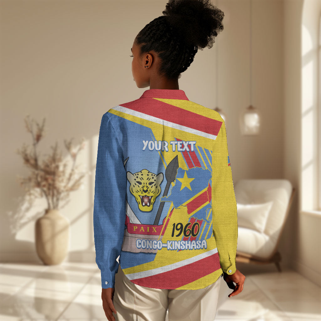 DR Congo Independence Day Personalized Women Casual Shirt Congo-Kinshasa Coat Of Arms Style