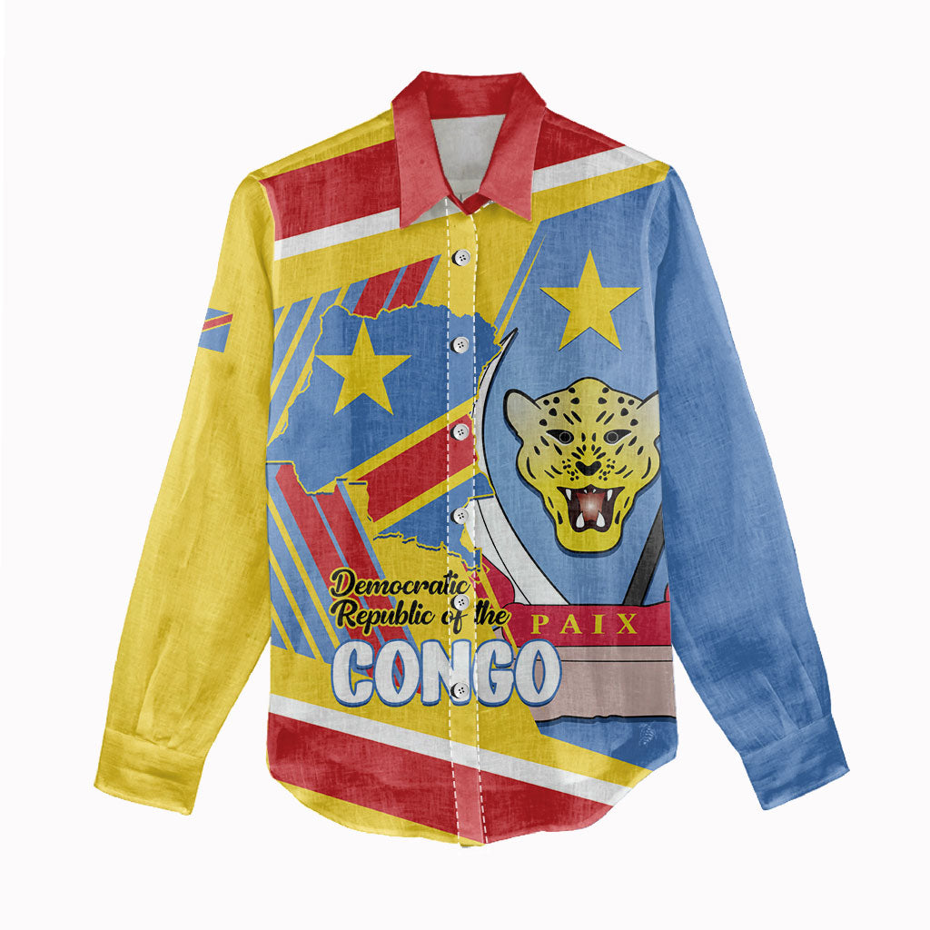 DR Congo Independence Day Personalized Women Casual Shirt Congo-Kinshasa Coat Of Arms Style