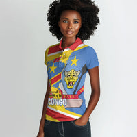 DR Congo Independence Day Personalized Women Polo Shirt Congo-Kinshasa Coat Of Arms Style