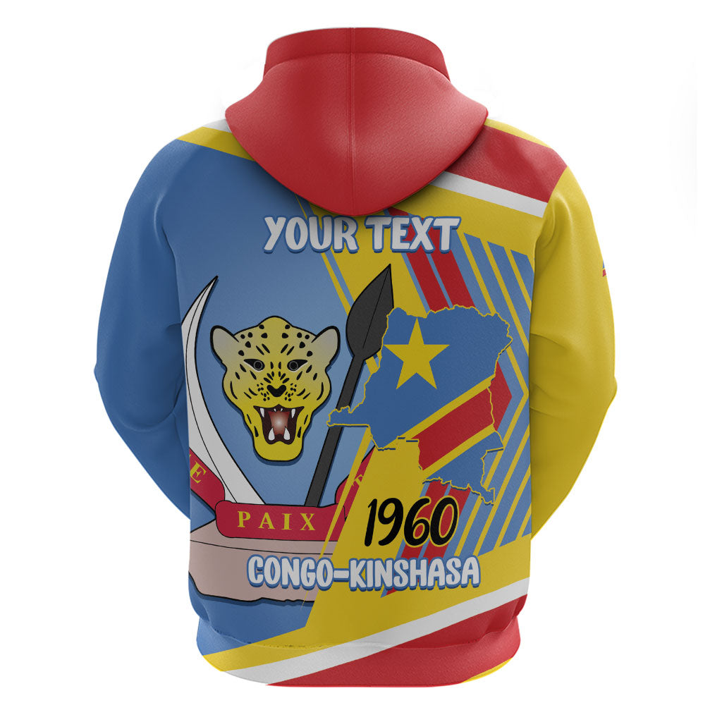 DR Congo Independence Day Personalized Zip Hoodie Congo-Kinshasa Coat Of Arms Style