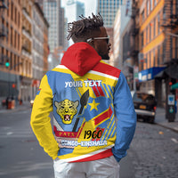 DR Congo Independence Day Personalized Zip Hoodie Congo-Kinshasa Coat Of Arms Style