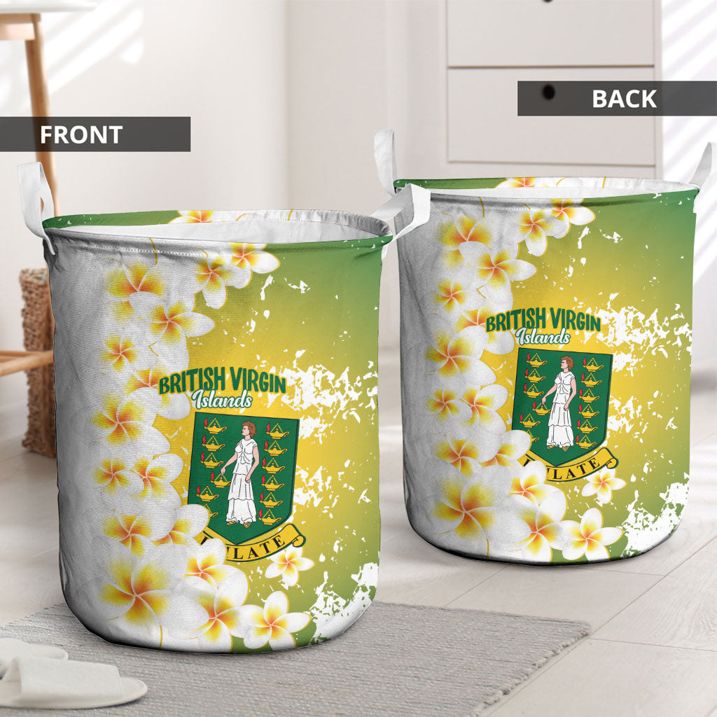 British Virgin Islands Day Laundry Basket Vigilate Plumeria Alba Coat Of Arms