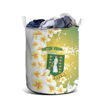 British Virgin Islands Day Laundry Basket Vigilate Plumeria Alba Coat Of Arms