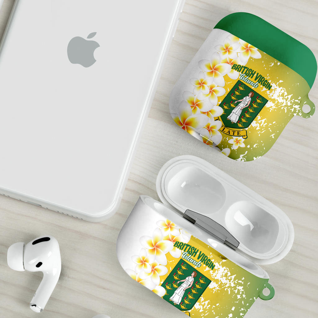 British Virgin Islands Day AirPods Case Vigilate Plumeria Alba Coat Of Arms