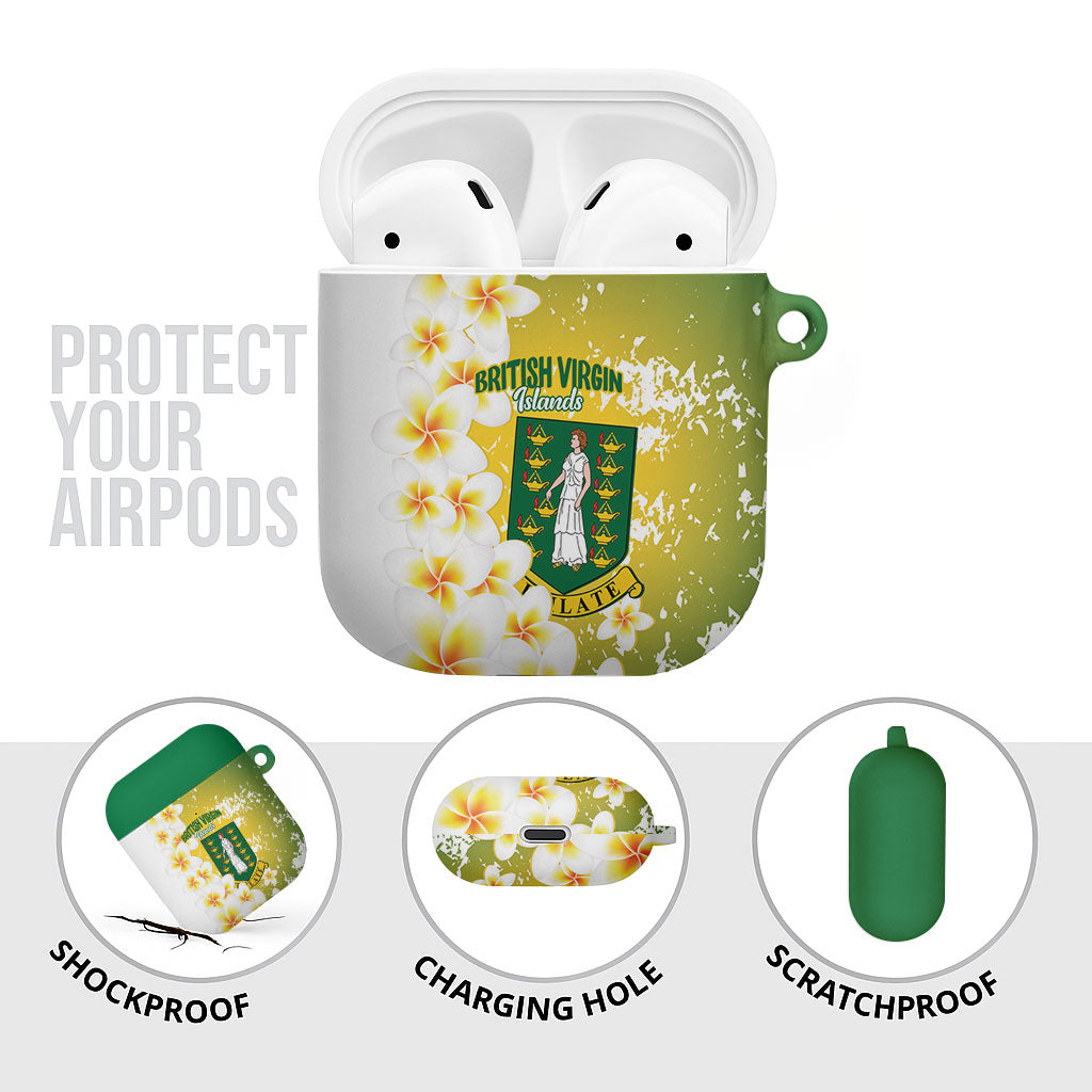 British Virgin Islands Day AirPods Case Vigilate Plumeria Alba Coat Of Arms