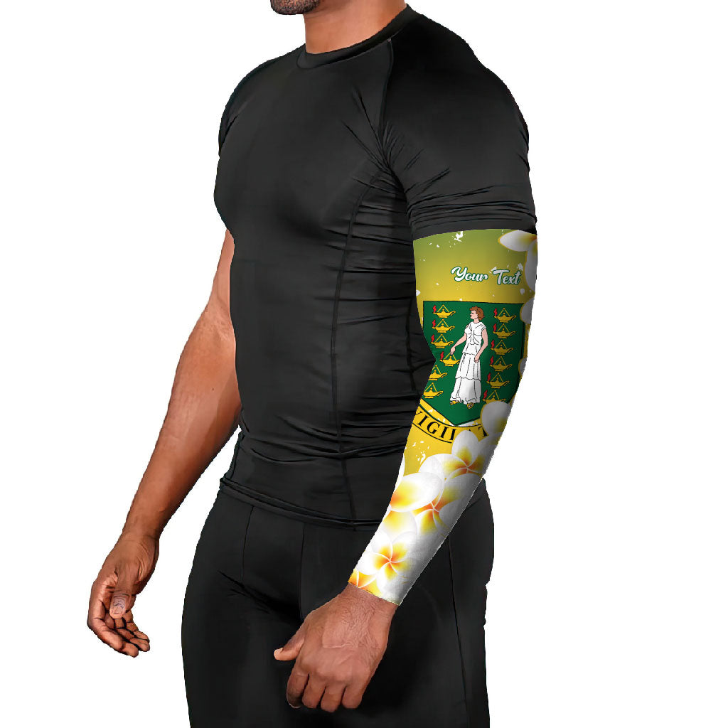 British Virgin Islands Day Personalised Arm Sleeves Vigilate Plumeria Alba Coat Of Arms