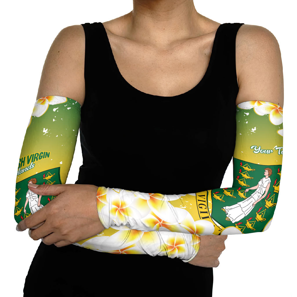 British Virgin Islands Day Personalised Arm Sleeves Vigilate Plumeria Alba Coat Of Arms