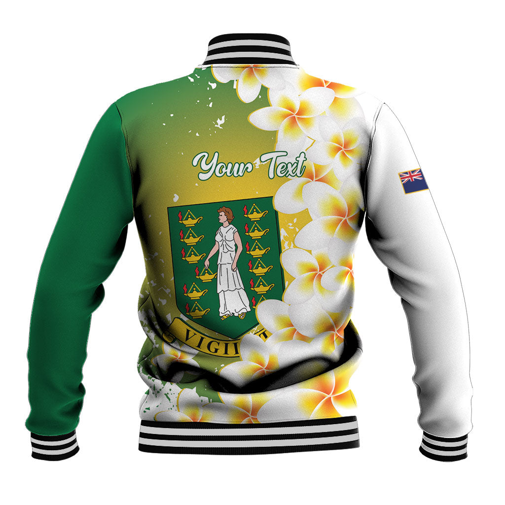 British Virgin Islands Day Personalised Baseball Jacket Vigilate Plumeria Alba Coat Of Arms