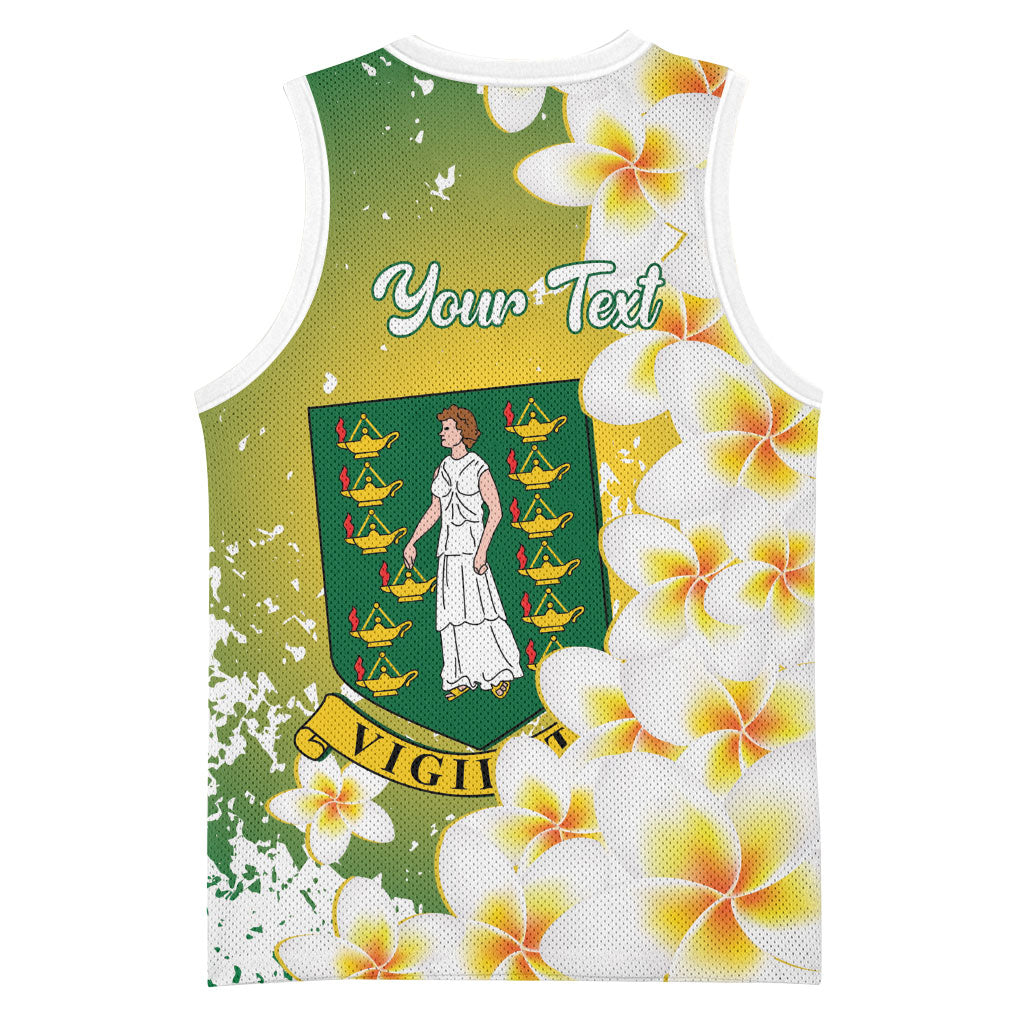 British Virgin Islands Day Personalised Basketball Jersey Vigilate Plumeria Alba Coat Of Arms