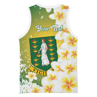 British Virgin Islands Day Personalised Basketball Jersey Vigilate Plumeria Alba Coat Of Arms