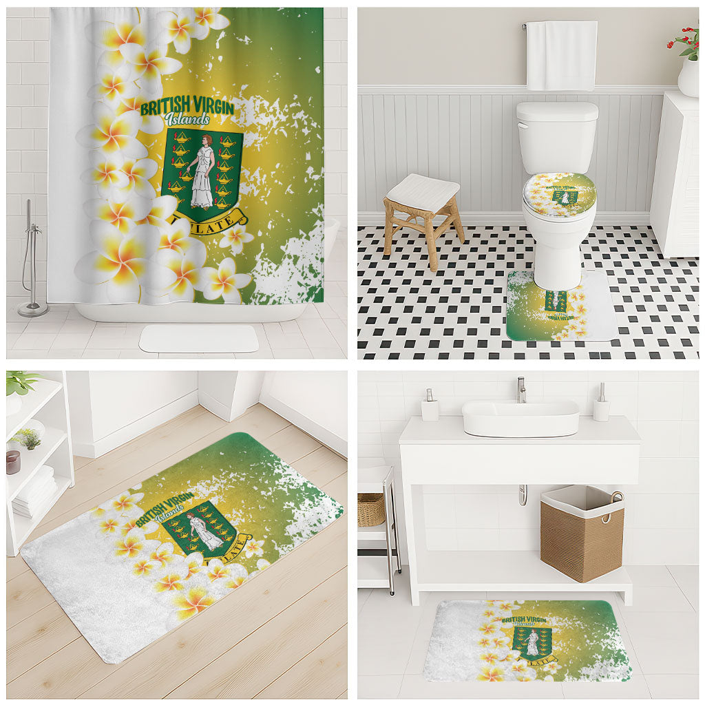 British Virgin Islands Day Bathroom Set Vigilate Plumeria Alba Coat Of Arms