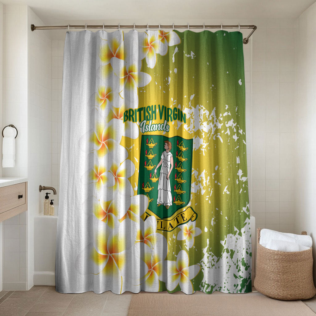 British Virgin Islands Day Bathroom Set Vigilate Plumeria Alba Coat Of Arms