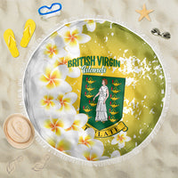 British Virgin Islands Day Beach Blanket Vigilate Plumeria Alba Coat Of Arms