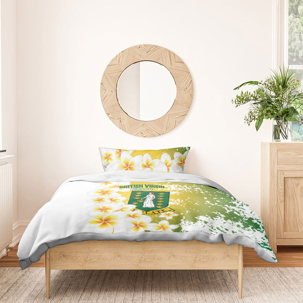 British Virgin Islands Day Bedding Set Vigilate Plumeria Alba Coat Of Arms
