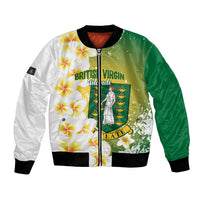 British Virgin Islands Day Personalised Bomber Jacket Vigilate Plumeria Alba Coat Of Arms