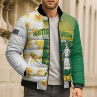 British Virgin Islands Day Personalised Bomber Puffer Jacket Vigilate Plumeria Alba Coat Of Arms
