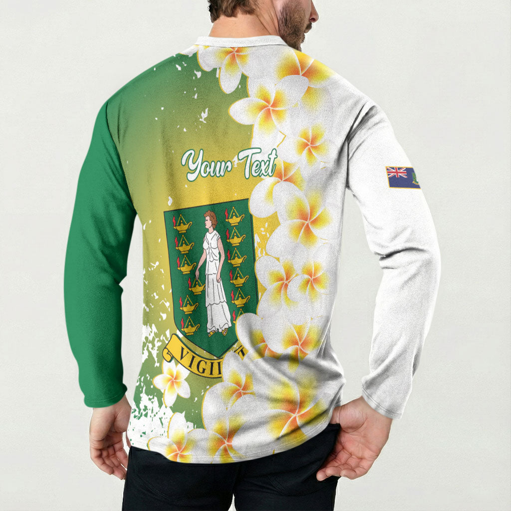 British Virgin Islands Day Personalised Button Sweatshirt Vigilate Plumeria Alba Coat Of Arms