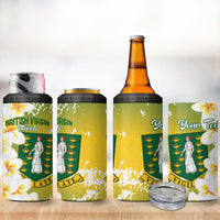 British Virgin Islands Day Personalised 4 in 1 Can Cooler Tumbler Vigilate Plumeria Alba Coat Of Arms