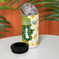 British Virgin Islands Day Personalised 4 in 1 Can Cooler Tumbler Vigilate Plumeria Alba Coat Of Arms