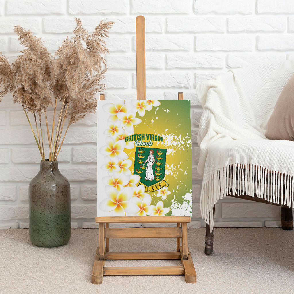 British Virgin Islands Day Canvas Wall Art Vigilate Plumeria Alba Coat Of Arms