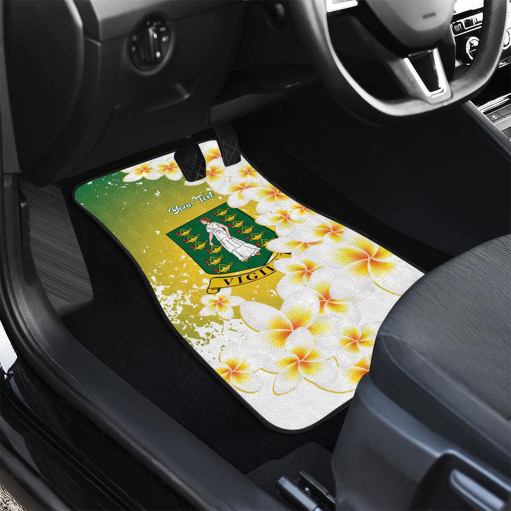 British Virgin Islands Day Personalised Car Mats Vigilate Plumeria Alba Coat Of Arms
