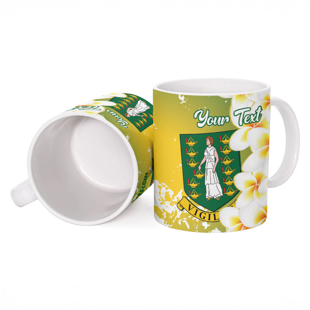 British Virgin Islands Day Personalised Ceramic Mug Vigilate Plumeria Alba Coat Of Arms