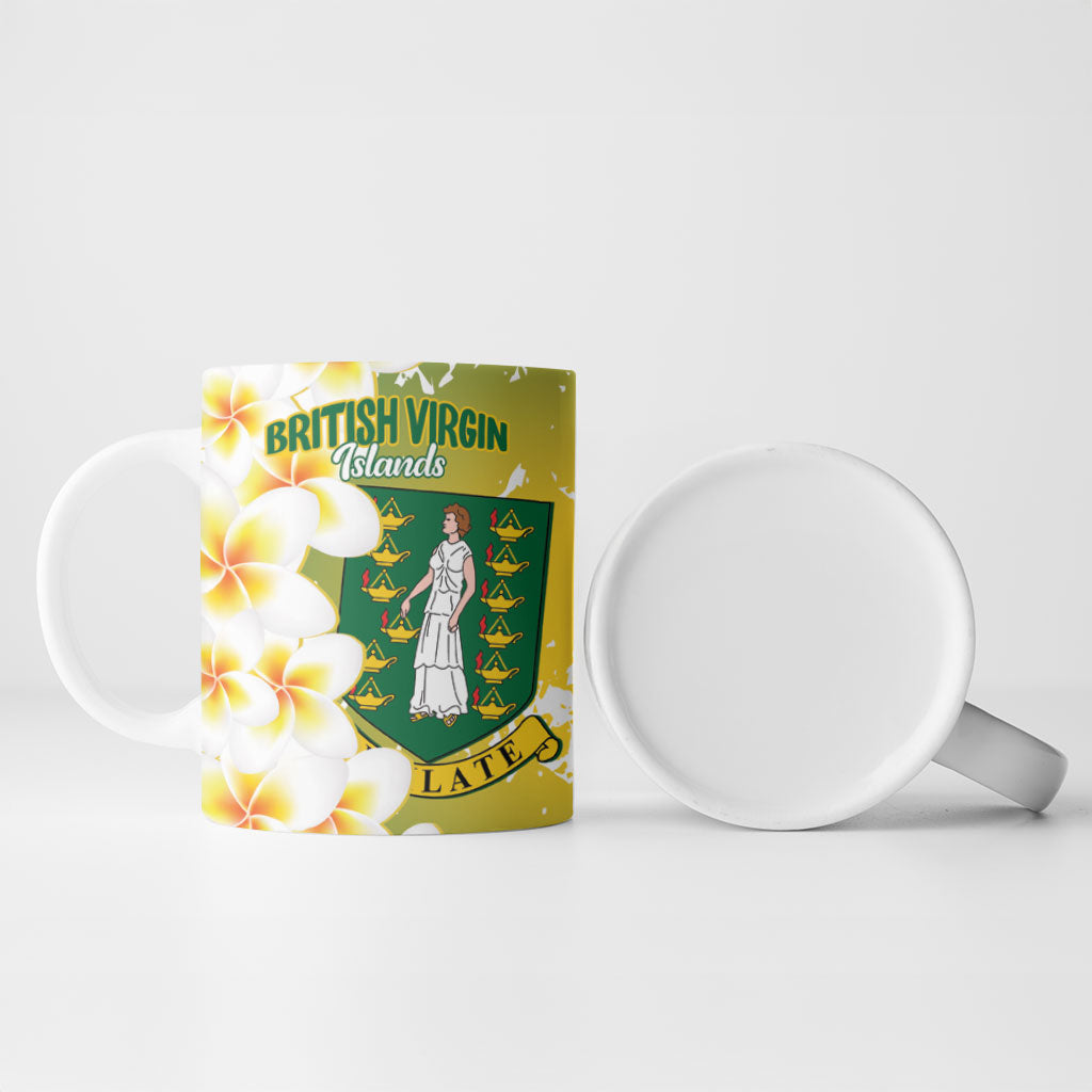 British Virgin Islands Day Personalised Ceramic Mug Vigilate Plumeria Alba Coat Of Arms