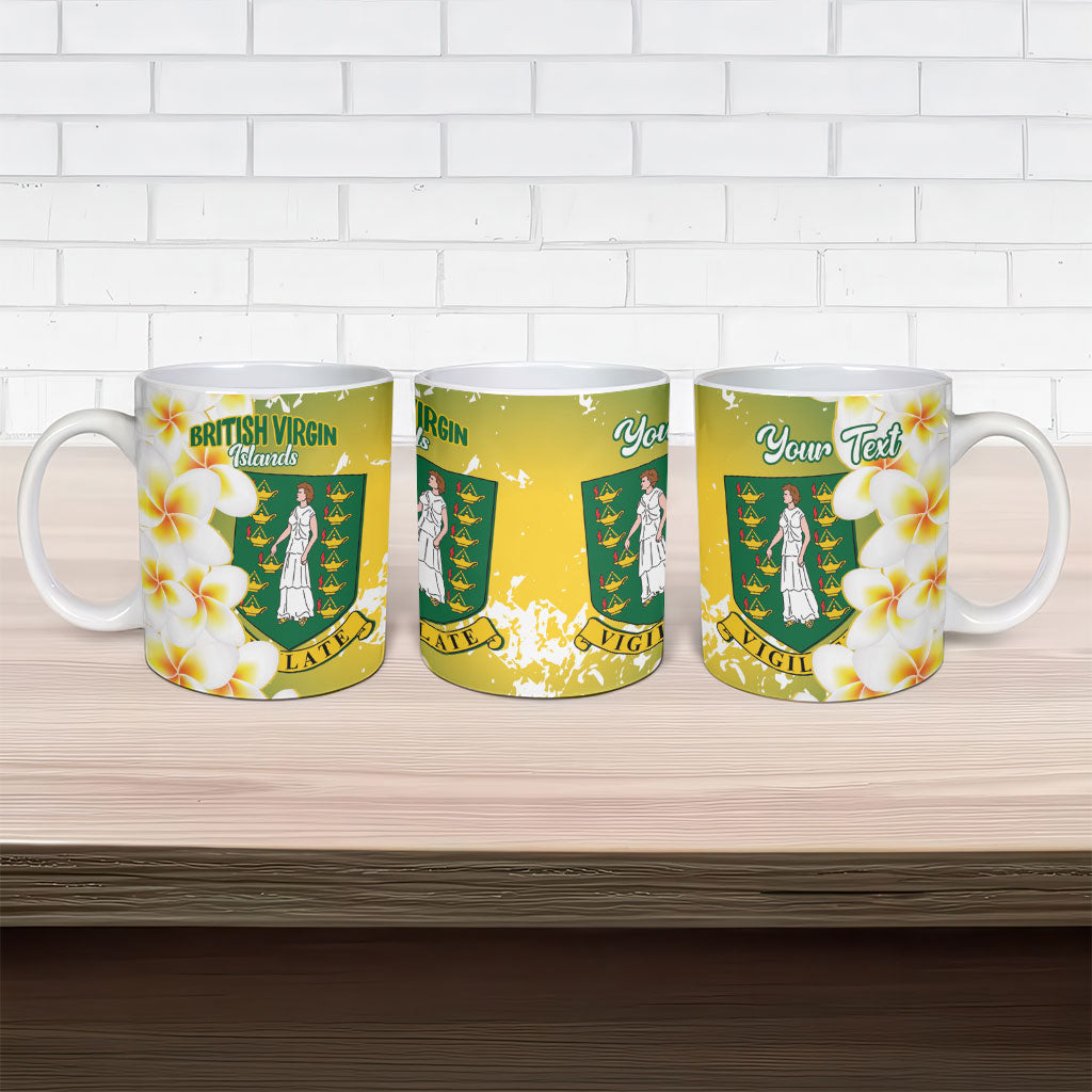 British Virgin Islands Day Personalised Ceramic Mug Vigilate Plumeria Alba Coat Of Arms