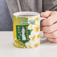 British Virgin Islands Day Personalised Ceramic Mug Vigilate Plumeria Alba Coat Of Arms