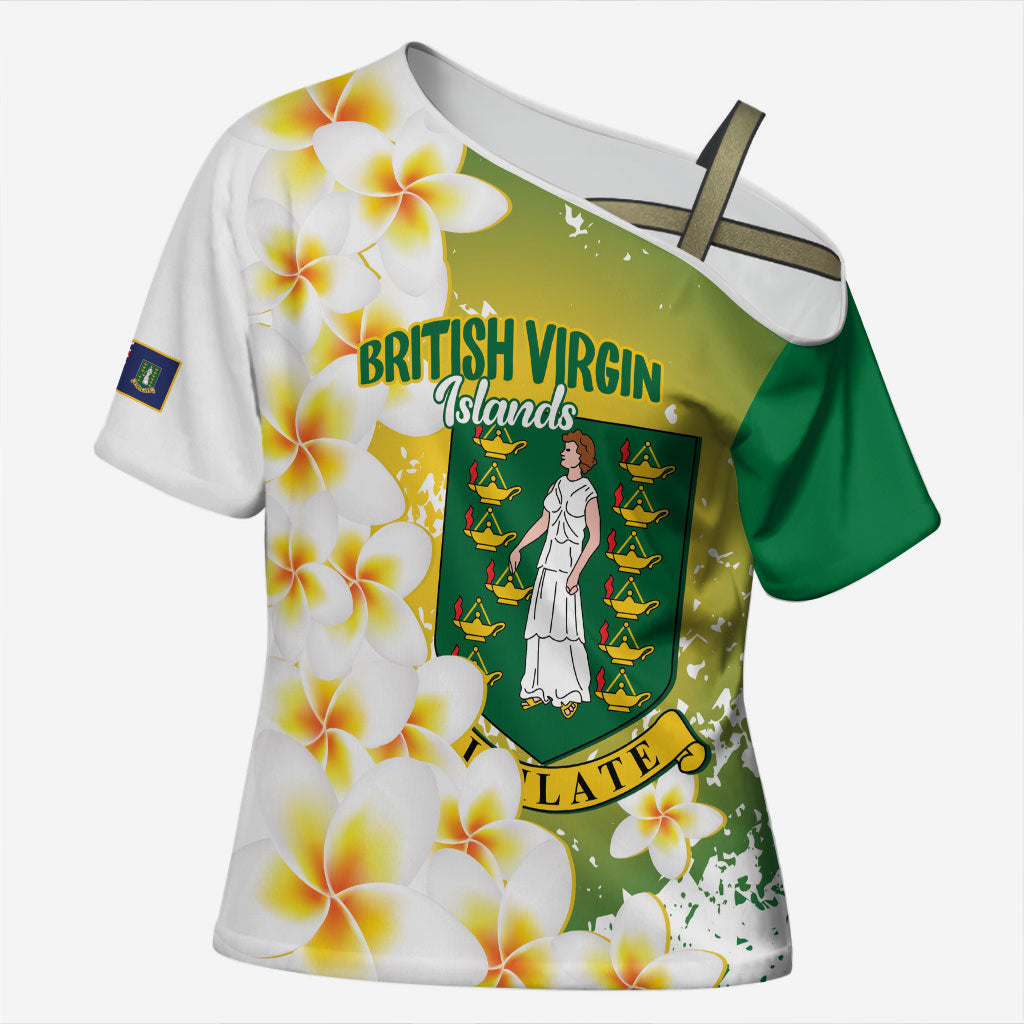 British Virgin Islands Day Personalised Cross Shoulder Shirt Vigilate Plumeria Alba Coat Of Arms