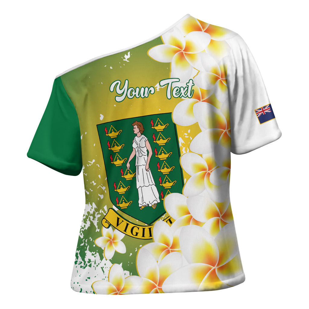British Virgin Islands Day Personalised Cross Shoulder Shirt Vigilate Plumeria Alba Coat Of Arms