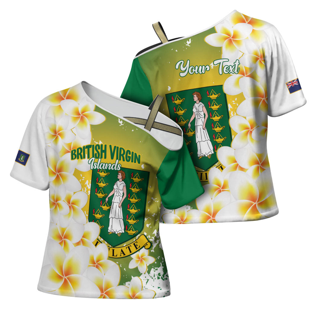 British Virgin Islands Day Personalised Cross Shoulder Shirt Vigilate Plumeria Alba Coat Of Arms