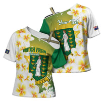 British Virgin Islands Day Personalised Cross Shoulder Shirt Vigilate Plumeria Alba Coat Of Arms