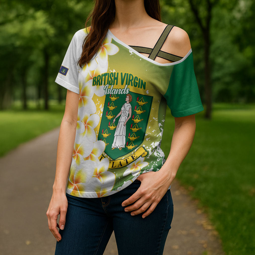 British Virgin Islands Day Personalised Cross Shoulder Shirt Vigilate Plumeria Alba Coat Of Arms