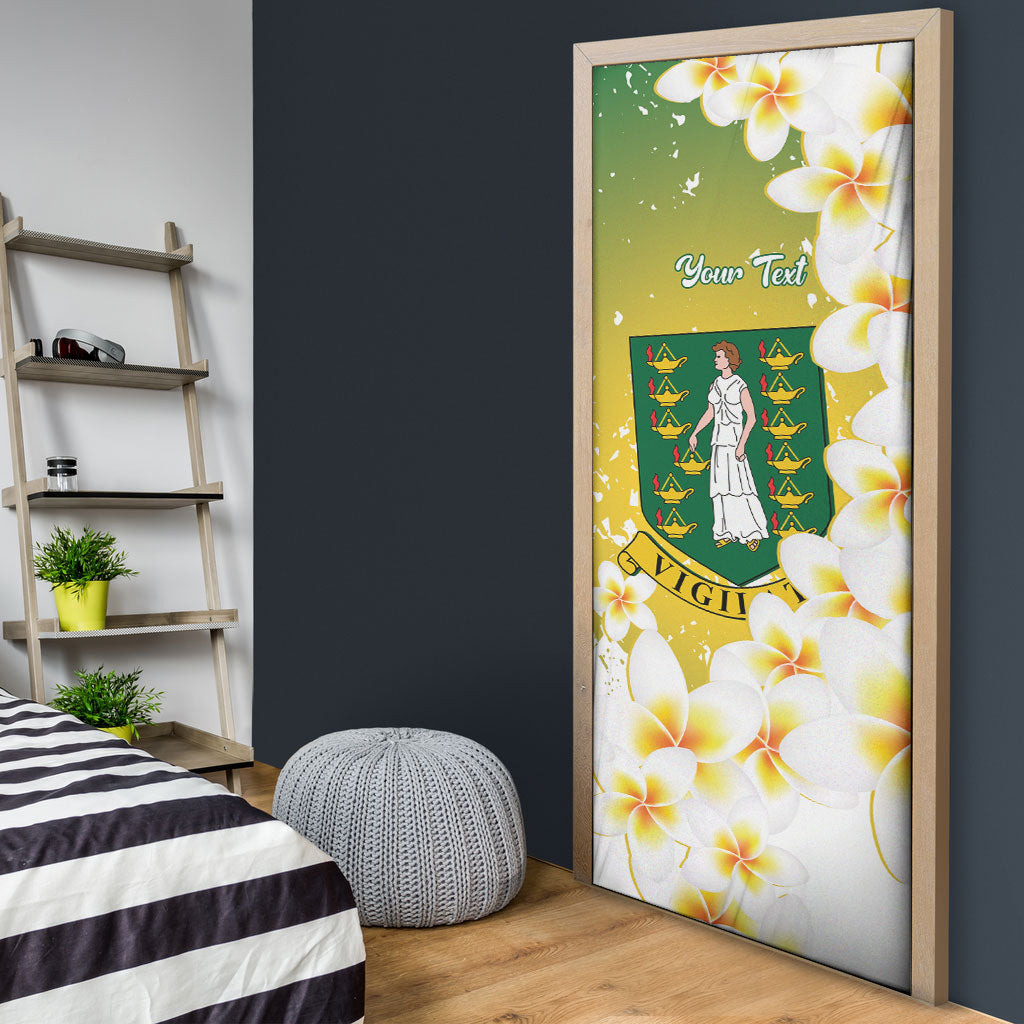 British Virgin Islands Day Personalised Door Cover Vigilate Plumeria Alba Coat Of Arms
