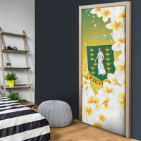British Virgin Islands Day Personalised Door Cover Vigilate Plumeria Alba Coat Of Arms