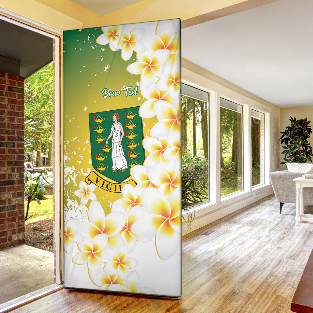British Virgin Islands Day Personalised Door Cover Vigilate Plumeria Alba Coat Of Arms